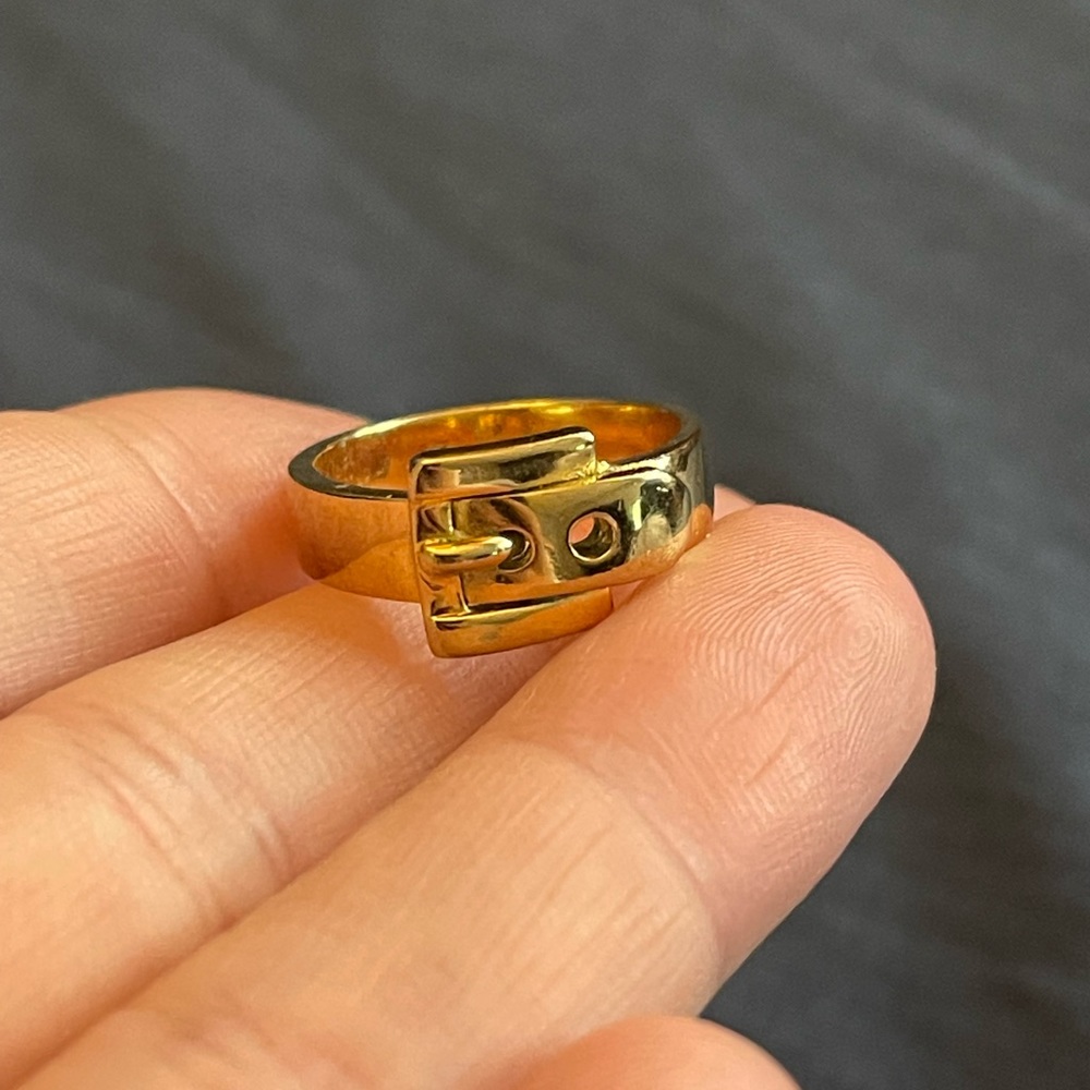 Michael Kors Gold-Toned Buckle Ring Size 7